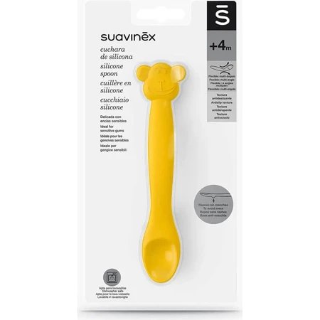 Suavinex Monkey - Cuchara de silicona - Amarilla