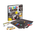 Carioca Metallic Creator - 4 sheets of black cardstock, 8 fine-tip metallic markers, 2 solid tempera paints, 2 tubes of glitter glue, and 1 pair of scissors