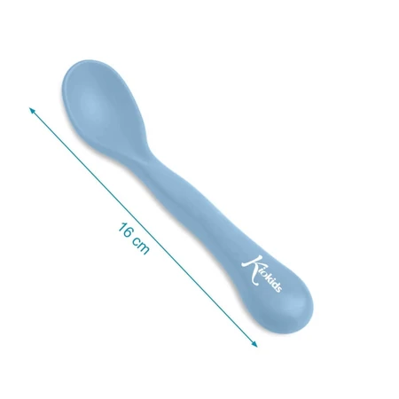 Kiokids Ergonomic Spoon for Children, Blue Polypropylene, 6m+