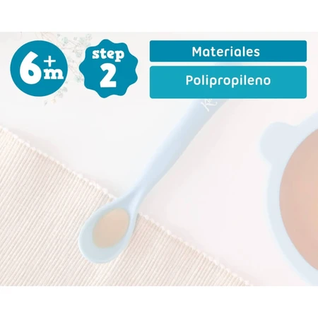 Kiokids Ergonomic Spoon for Children, Blue Polypropylene, 6m+