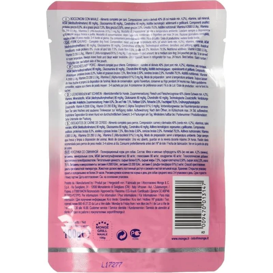Monge Pork Grill - Compleet hondenvoer, 100 g