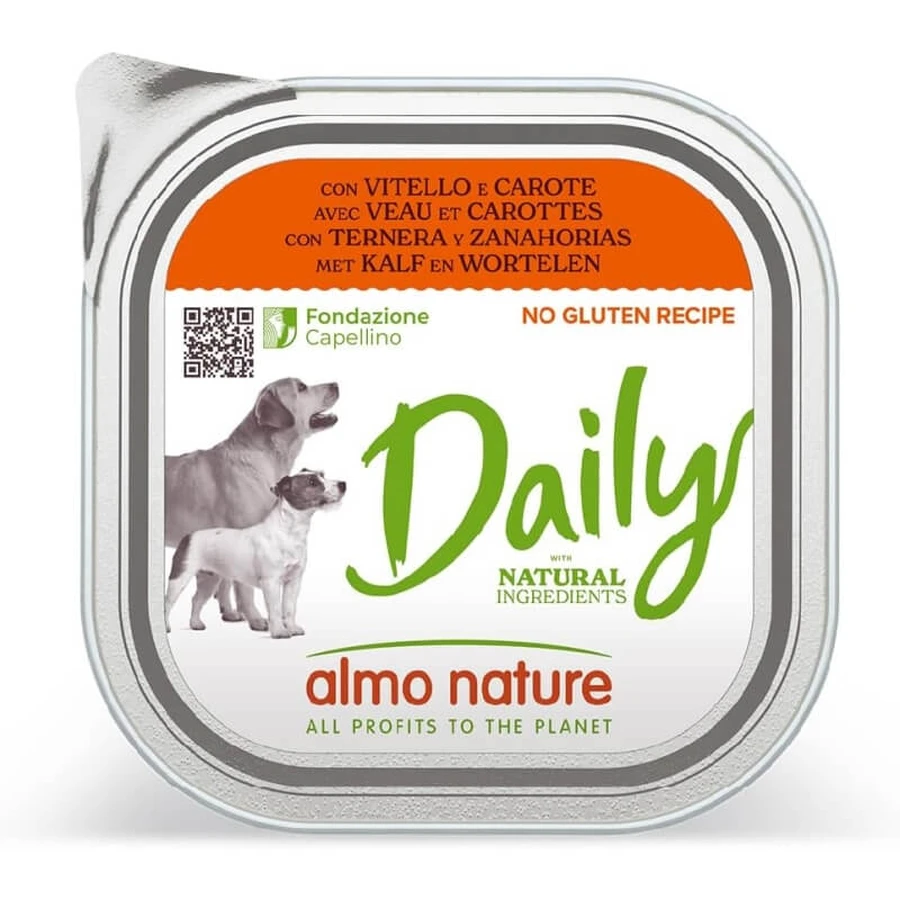 Almo Nature Daily Menu Ternera y zanahorias - Comida húmeda para perros adultos, 300 g