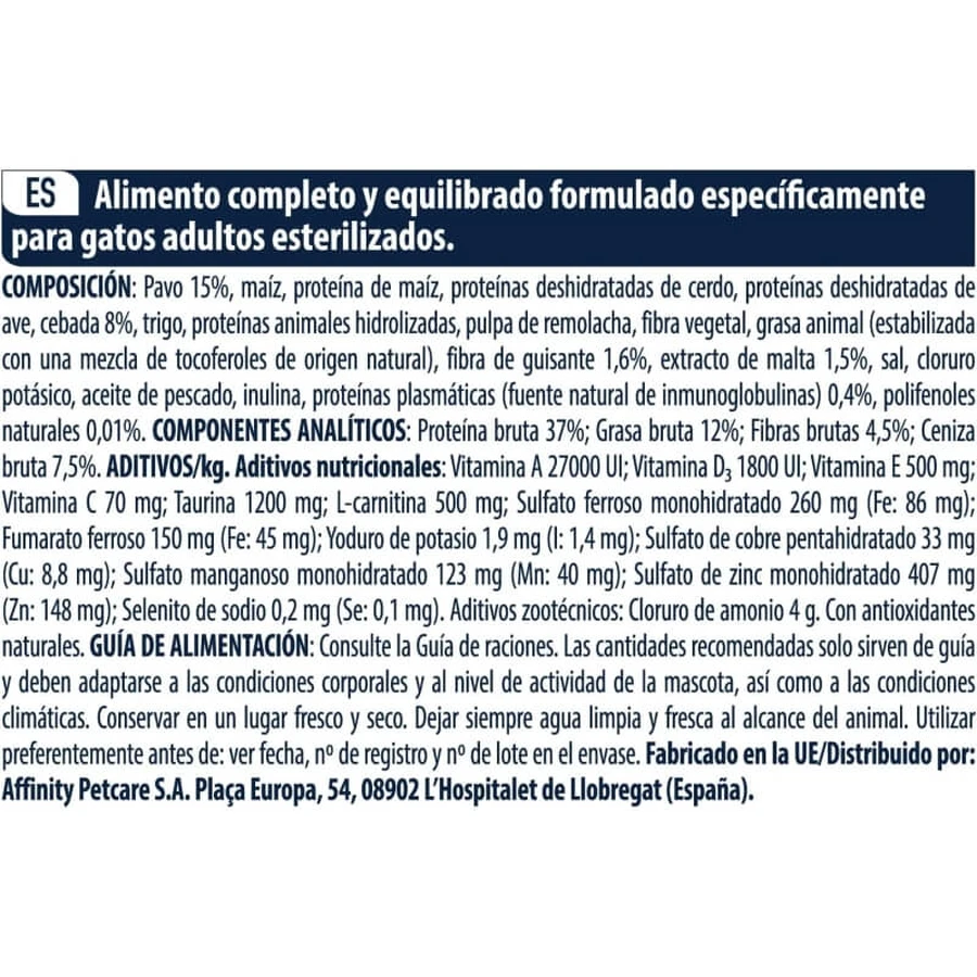 Advance Activedefense Turkey - Pienso completo para gatos adultos castrados, control de bolas de pelo, 1,5 kg