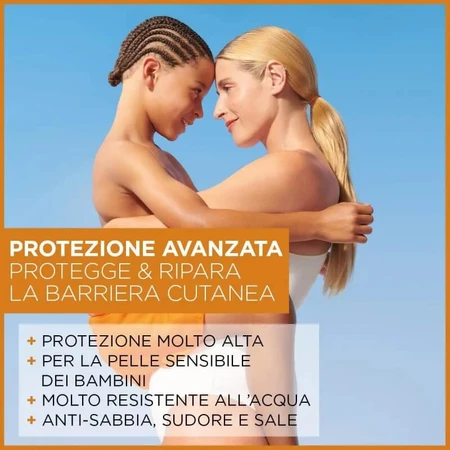 Protector solar Garnier SPF 50+ en spray, Ambre Solaire Sensitive para adultos, Ceramide Protect, protección muy alta, 150 ml