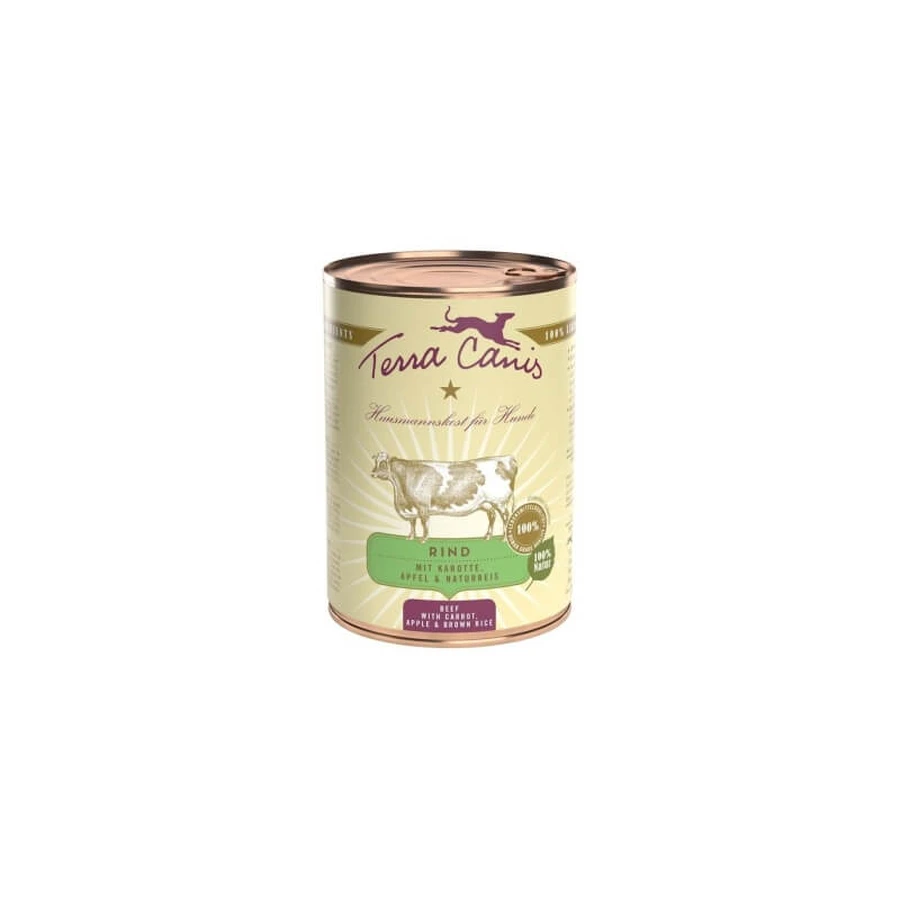 Terra Canis Classic Bœuf aux carottes, à la pomme et au riz complet - Aliment complet pour chiens adultes de poids normal, 400 g