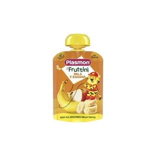 Purée de fruits Plasmon Pomme et Banane pour bébés - sachets de purée homogénéisée pour les bébés à partir de 12 mois, 130 g
