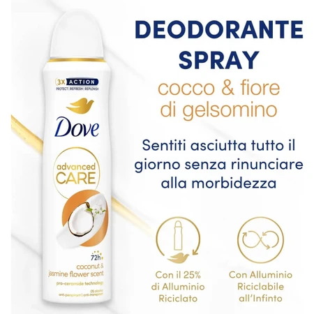Dove Advanced Care Coco y Flores de Jazmín - Desodorante en spray 150 ml