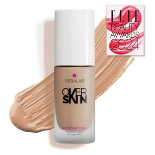 Veralab Overskin Glow and Care - Base de maquillaje activa, radiante e hidratante n.º 6,5 Ámbar