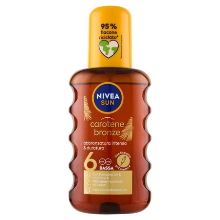 Nivea Sun Carotene Bronze Oil Spray Sunscreen, SPF 6, Low Protection, 200 ml