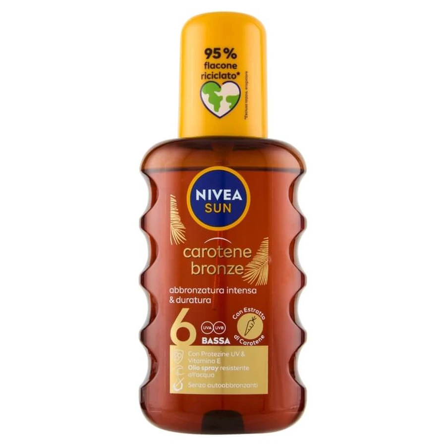 Nivea Sun Carotene Bronze Oil Spray Sunscreen, SPF 6, Low Protection, 200 ml