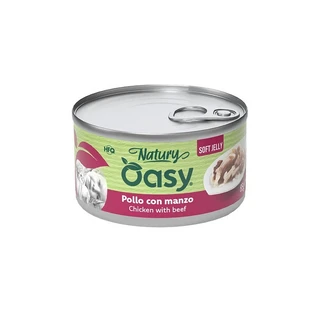 Oasy Wet Cat Natury Soft Jelly Huhn mit Rind – Ergänzungsfuttermittel für ausgewachsene Katzen, 150 g