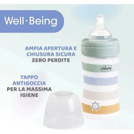 Chicco Well-Being – Flasche mit langsamem Durchfluss, 150 ml – Grün