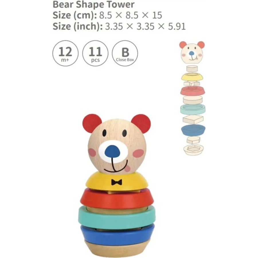Tooky Toys Toren in de vorm van een beer - Stapelbare toren