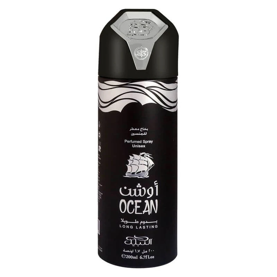 Nabeel Ocean - Verfrissende, geparfumeerde deodorantspray voor mannen en vrouwen, 200 ml