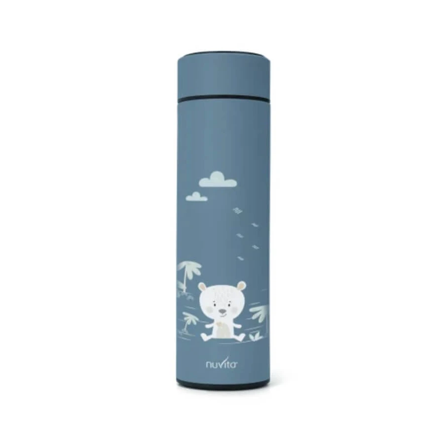 Botella térmica Nuvita con termómetro LED, azul claro, 500 ml