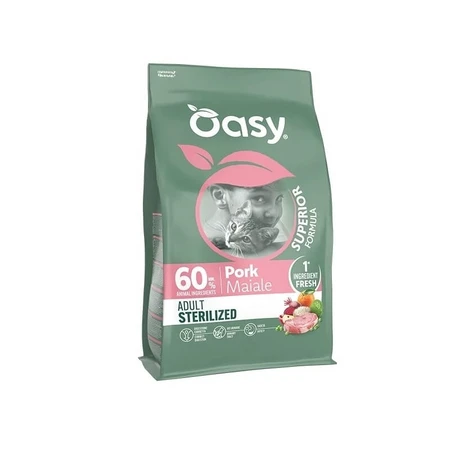 Oasy Superior Formula Adult Sterilized au porc - Croquettes pour chats adultes stérilisés, 300 g