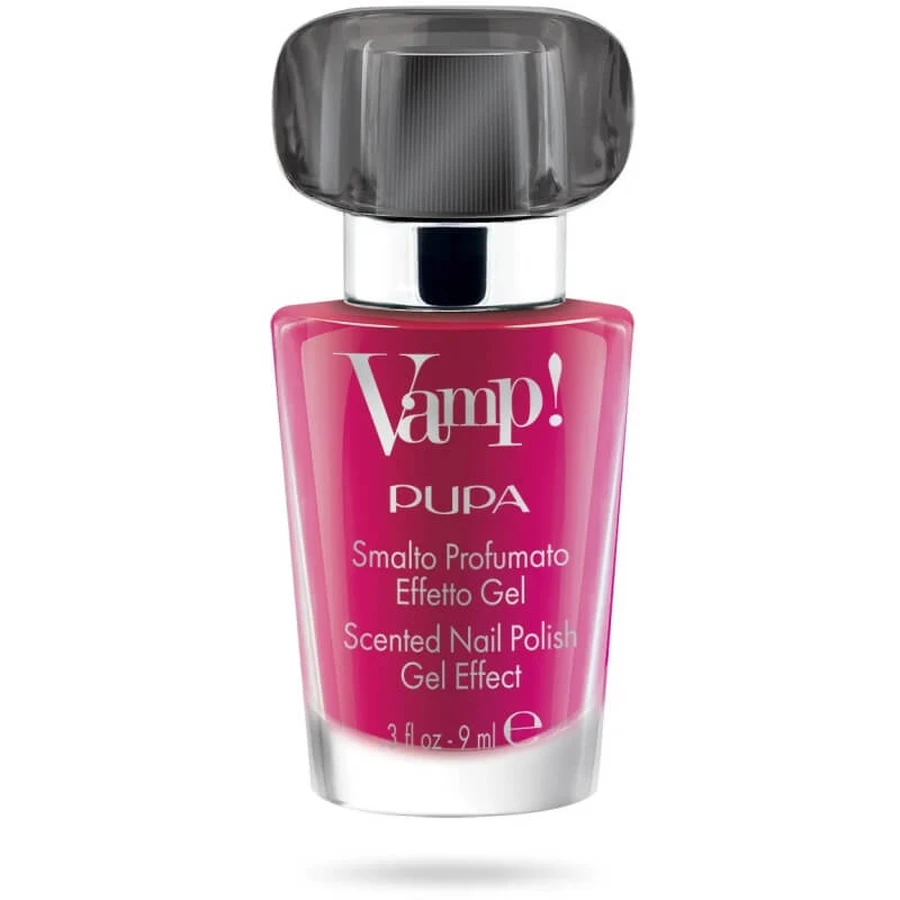 Pupa Vamp! - Esmalte de uñas perfumado con efecto gel, fragancia negra n.º 302, fucsia irreverente