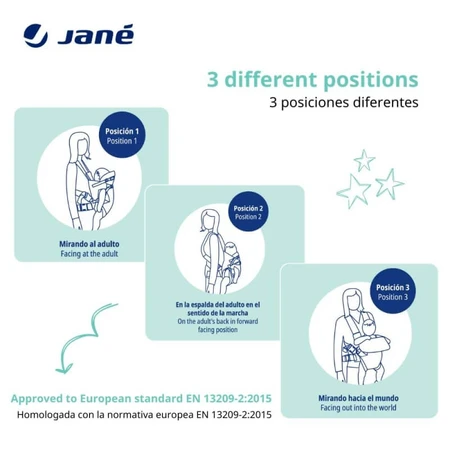 Jane Dual Dotanic – Ergonomische Babytrage für Neugeborene bis 15 kg mit 3 Tragepositionen – Grün