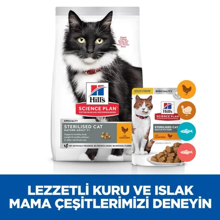 Hill's Science Plan Mature Adult 7+ Sterilized Cat Dry Food, Chicken Flavor, for Sterilized Cats, 1.5 kg