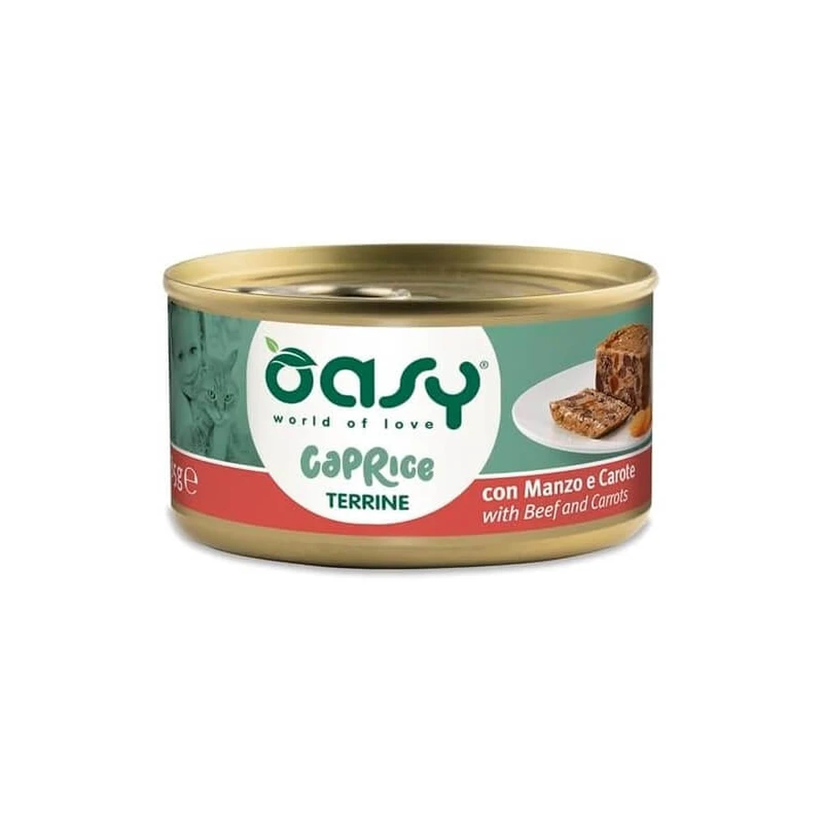 Oasy Wet Cat Caprice Beef and Carrot Pot - Complete Food for Adult Cats, 85 g