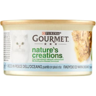 Purina Gourmet Nature’s Creations Fish, Spinach, and Rice - Complete Food for Adult Cats, 85 g