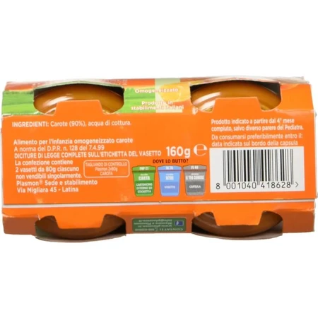 Plasmon gehomogeniseerde wortelpuree 2x80 g