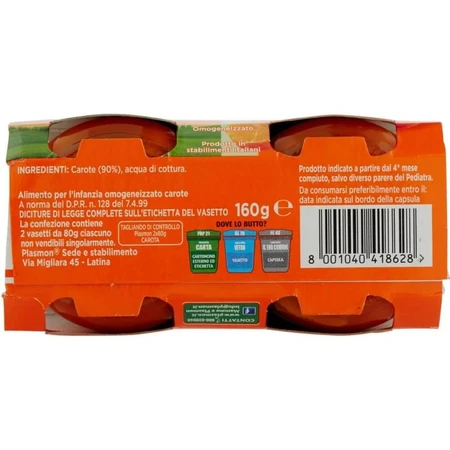 Plasmon gehomogeniseerde wortelpuree 2x80 g