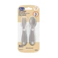 Set de couverts Chicco - Fourchette et cuillère, à partir de 12 mois, gris