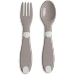 Chicco Cutlery Set - Fork and Spoon, 12m+, Gray