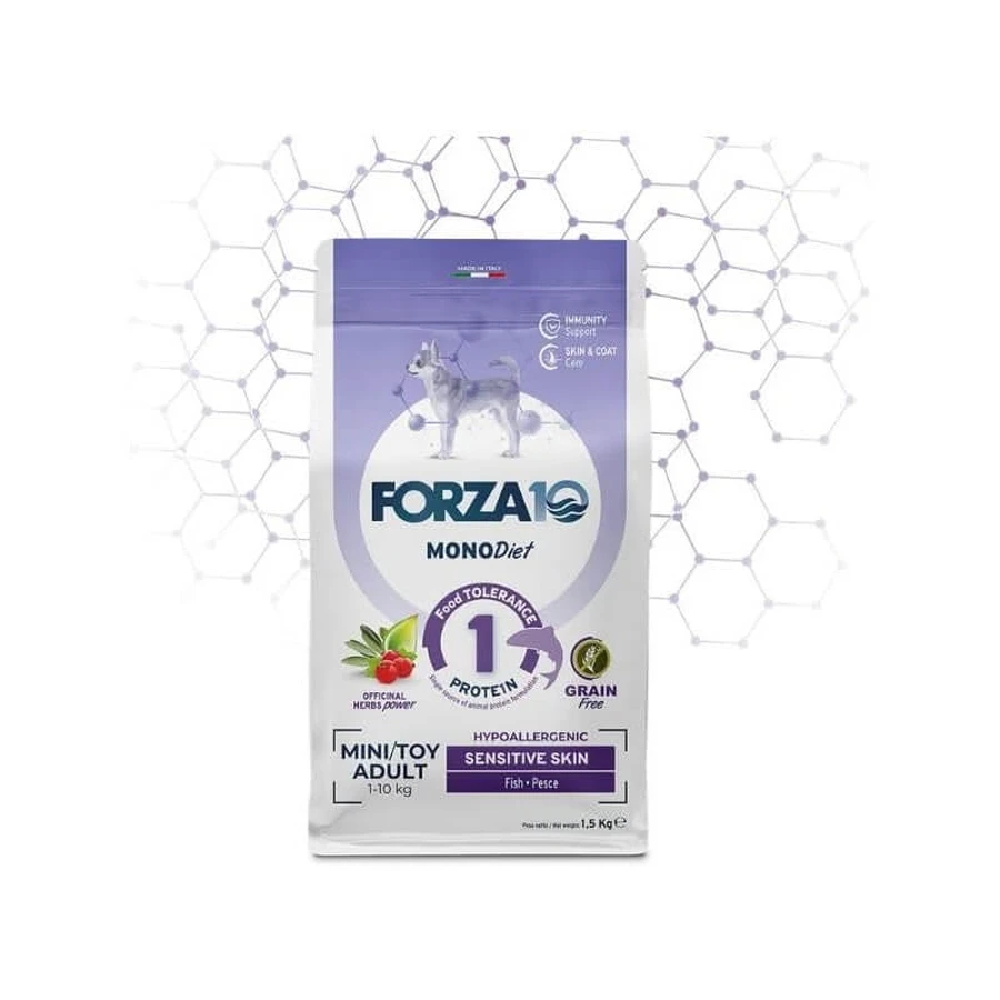 Forza10 Forza 10 Mono Diet Mini/Toy Adult Fish - Complete Dietary Food for Dogs with Sensitive Skin, 1.5 kg
