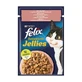 Purina Felix Sensation Jellies Zalm - Volledig voer voor volwassen katten, 85 g
