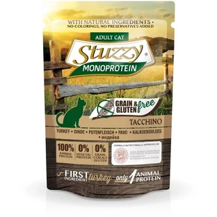 Stuzzy Monoprotein Pavo sin cereales ni gluten - Alimento completo para gatos adultos, 85 g