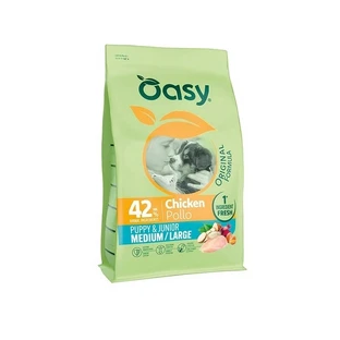 Oasy Fórmula Original para cachorros y perros jóvenes (tamaño mediano-grande) con pollo - Pienso completo para perros, 10 kg