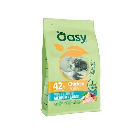 Oasy Fórmula Original para cachorros y perros jóvenes (tamaño mediano-grande) con pollo - Pienso completo para perros, 10 kg
