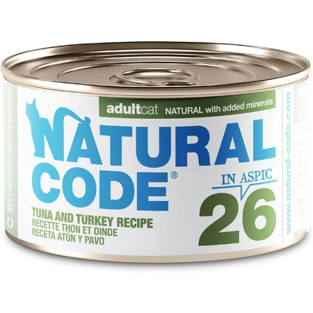Natural Code 26 Tuna and Turkey - Complete Food for Adult Cats, 85 g