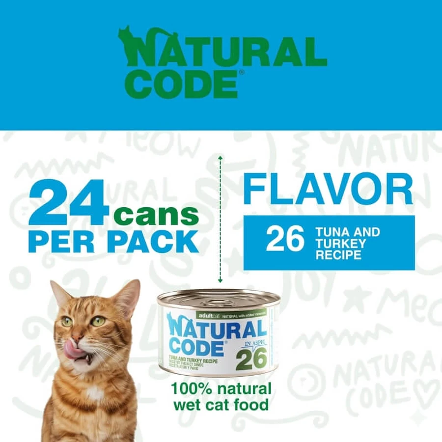 Natural Code 26 Tuna and Turkey - Complete Food for Adult Cats, 85 g