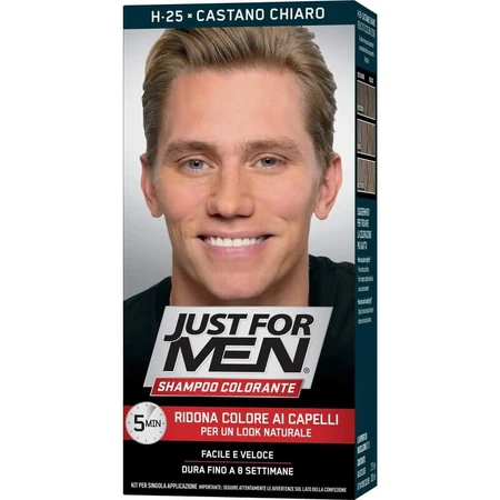 Just for Men Farbverstärkendes Shampoo – Bringt die Farbe Ihres Haares wieder zum Strahlen, H25 Hellbraun, 30 ml