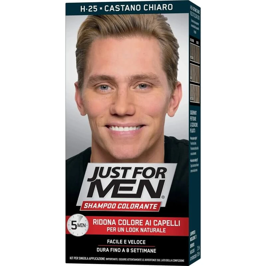 Just for Men Farbverstärkendes Shampoo – Bringt die Farbe Ihres Haares wieder zum Strahlen, H25 Hellbraun, 30 ml