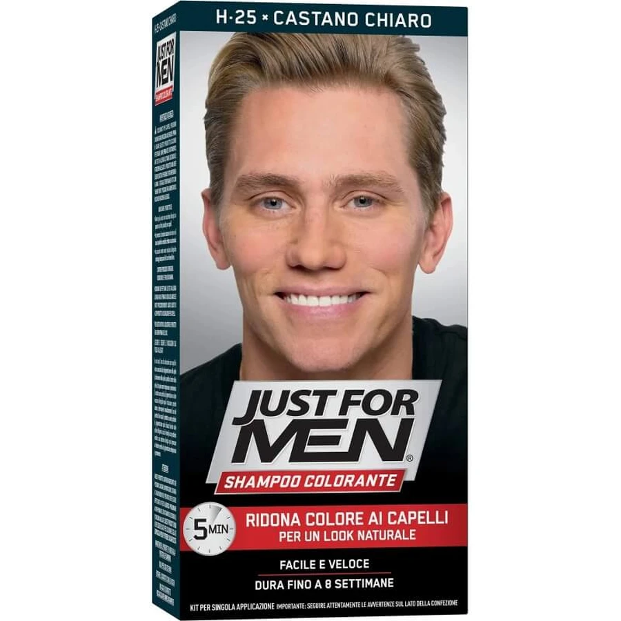 Just for Men Farbverstärkendes Shampoo – Bringt die Farbe Ihres Haares wieder zum Strahlen, H25 Hellbraun, 30 ml