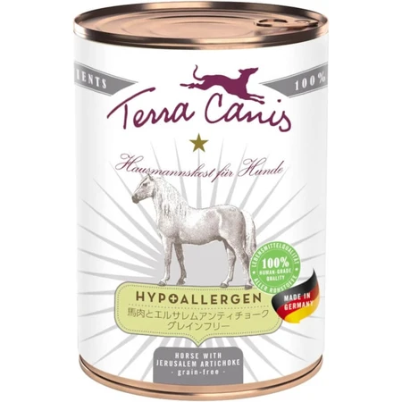 Terra Canis Hypoallergénique pour chevaux à l'artichaut de Jérusalem - Aliment humide complet pour chiens adultes, 400 g
