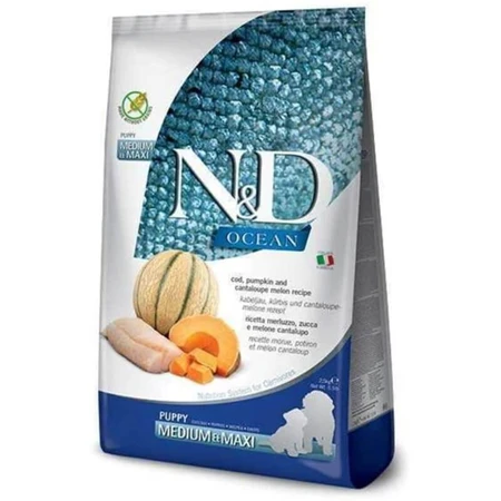 Farmina N&amp;d Medium Maxi Ocean Puppy Cod - Compleet voer voor puppy's van middelgrote en grote rassen, 2,50 kg