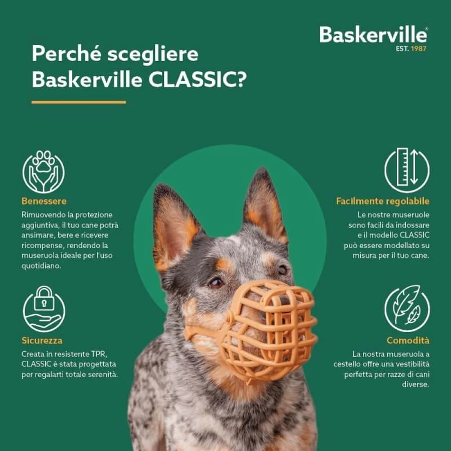 Baskerville Classic - Beige Basket Muzzle for Dogs, Size 7