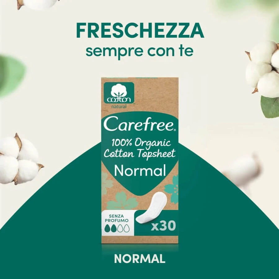 Carefree 100 % orgánico - 30 salvaslips de algodón