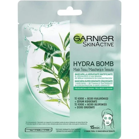 Mascarilla en láminas superhidratante y matificante Garnier Skinactive Hydra Bomb para piel mixta o grasa