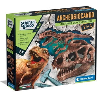 Clementoni Archeogiocando 19324 - Giant T-Rex Skull and 2-in-1 Skeleton - Science Toy