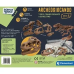 Clementoni Archeogiocando 19324 - Giant T-Rex Skull and 2-in-1 Skeleton - Science Toy