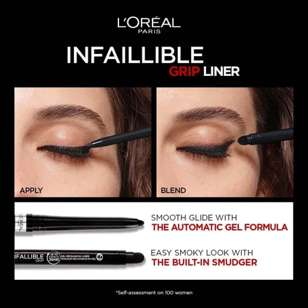 L'Oréal Paris Infaillible 36h Grip Liner - Eyeliner gel automatique, n° 04 Brown Denim