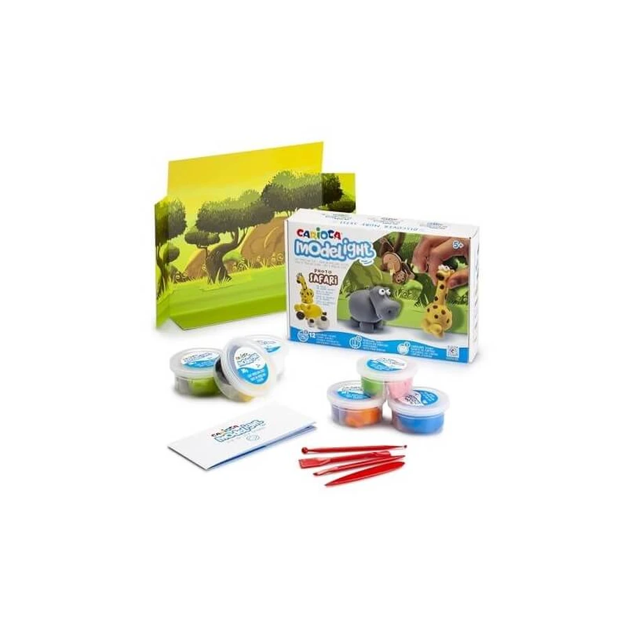Carioca Modelight Maxi Safari - Super-stretchy modeling clay for kids in 12 assorted colors