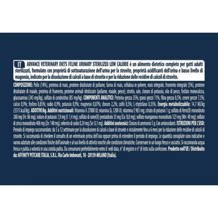Advance Urinary Sterilized Low-Calorie Chicken - Alimento completo para gatos adultos esterilizados, 7,5 kg