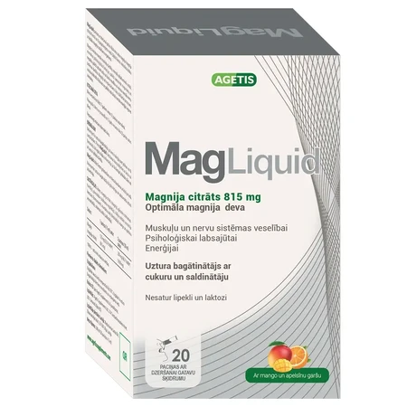 Solución MagLiquid, 815 mg, 20 sobres, Agetis